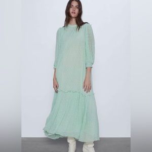 Zara Dotted Mesh Maxi Dress